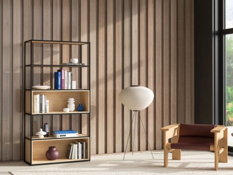 LIUM XL-1x5-P Bookshelf | 89x174x36 cm | oak/black
