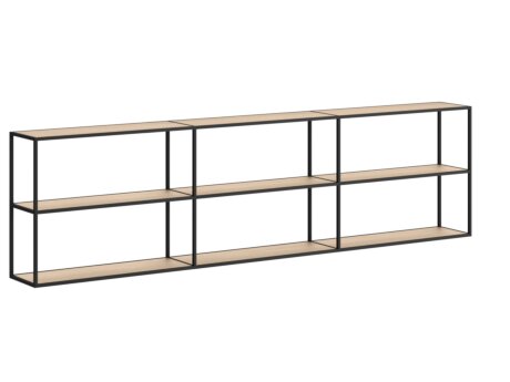 LIUM XL-3x2 Hängeregalsystem | 264x71x27 cm | eiche/schwarz