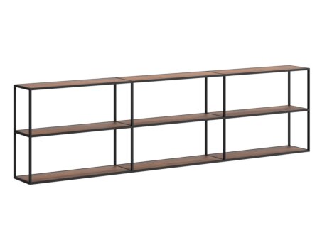 LIUM XL-3x2 Hanging Shelf | 264x71x27 cm | walnut/black