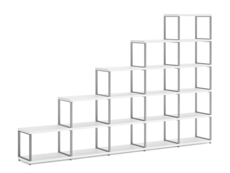 MAXX M-5x5 Stepped Shelf | 288x183x33 cm | white/stone (grey)