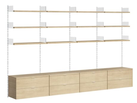 ON-WALL B-404 Shelving System | 321x200x44 cm | Decor oak