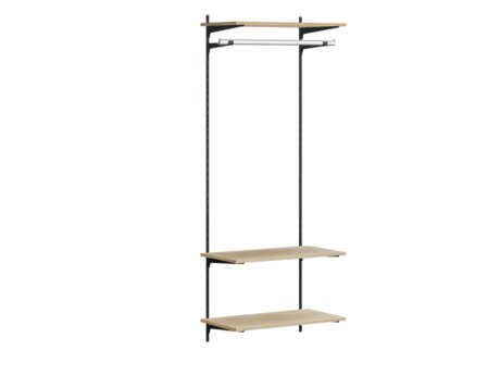 P-SLOT H1-100 Wandregalsystem | 85x200x42 cm | eiche/schwarz