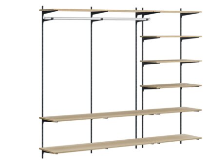 P-SLOT H1-302 Wandregalsystem | 240x200x42 cm | eiche/schwarz