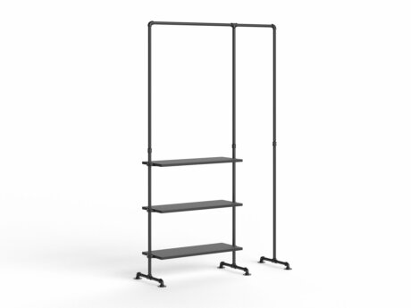 PIPE HS-155 Garderobenständer Industrial | 135x211x45 cm | schwarz