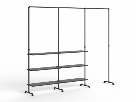 PIPE HS-305 Kleiderstangensystem | 259x211x45 cm | schwarz