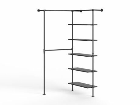 PIPE HW-206 Kleiderstangensystem Ecke | 115/115x208x43 cm | schwarz