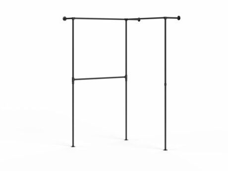 PIPE W-201 Kleiderstangensystem Ecke | 135/135x208x31 cm | schwarz
