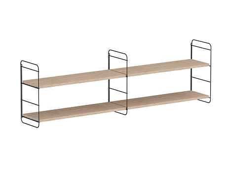 STEP XL-2x1 Hängeregalsystem | 164x50x27 cm (LxHxT) | eiche holzfurniert/schwarz
