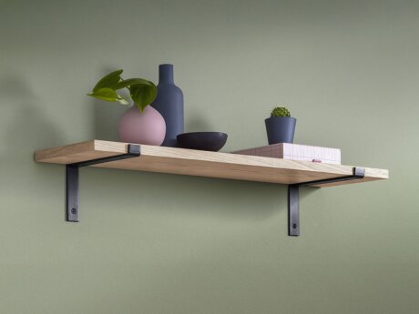 VINTAGE+LIP Wall Shelf | 80x20 cm | oak wood veneer/black