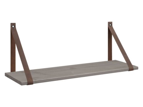 VINTAGE+LOOP Leather Strap Shelf | 80x20 cm | grey pine/brown