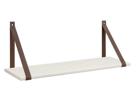 VINTAGE+LOOP Leather Strap Shelf | 80x20 cm | white pine/brown