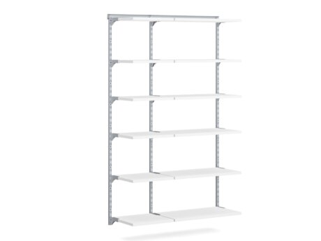 WALK-IN L-151 Wardrobe Shelving | 130x200x43 cm | white/grey