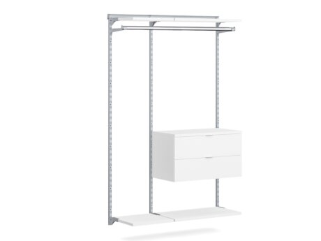 WALK-IN L-154 Schranksystem | 130x200x45 cm | weiß/grau