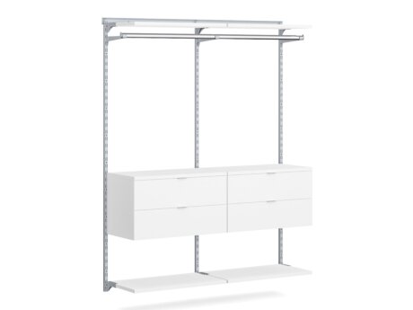 WALK-IN L-206 Schranksystem | 165x200x45 cm | weiß/grau