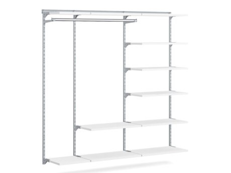 WALK-IN L-252 Étagère placard | 215x200x43 cm | blanc/gris