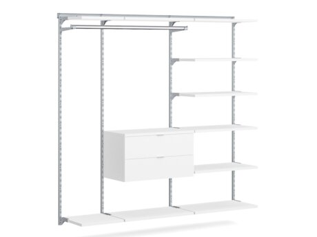WALK-IN L-254 Schranksystem | 215x200x45 cm | weiß/grau