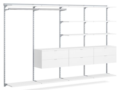 WALK-IN L-406 Schranksystem | 330x200x45 cm | weiß/grau