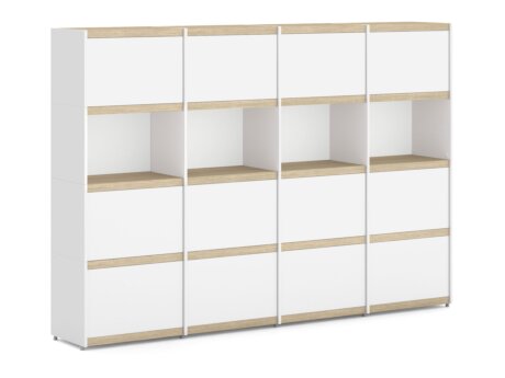 YOMO 4x4-P Regal mit Türen | 224x152x35 cm | eiche/weiß