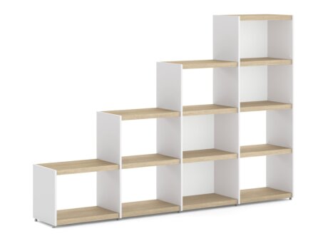 YOMO 4x4 Stepped Shelf | 224x152x35 cm | oak/white