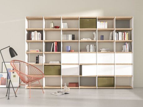 YOMO 6x6-P Shelving Unit with Doors | 335x225x35 cm | oak/white