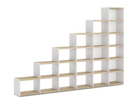 YOMO 6x6 Stepped Shelf | 335x225x35 cm | oak/white