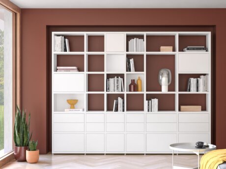 Bücherregal Weiß/Eiche - Regalsystem BOON fürs Wohnzimmer