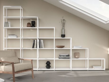 MAXX M-6x6 Stepped Shelves | 345x218x33 cm | Decor white