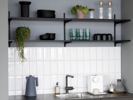 P-SLOT H1-26 Kitchen Wall Shelf | 160x50x42 cm | black