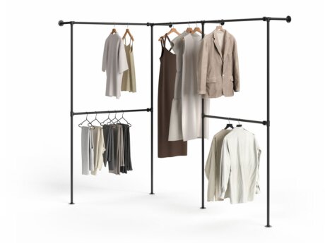 PIPE W-302 Corner clothes rail system | black