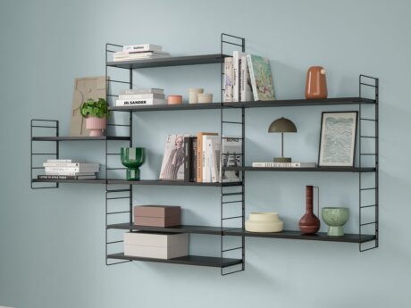 STEP MIX-3x4 Stepped Shelf | 224x135x27 cm | Decor black
