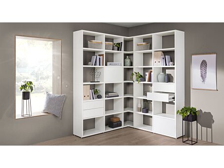 BOON L-5x6-P Eckregal | 166/166x218x33 cm (LxHxT) | weiß