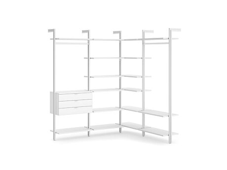 CLOS-IT W-408 Eckkleiderschrank | 212/168x228x46 cm (LxHxT) | weiß