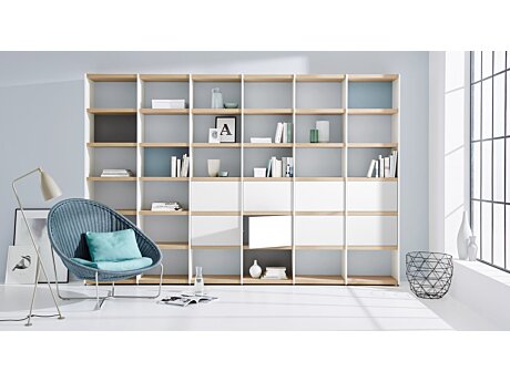 Regalsystem - Bücherregal YOMO weiß, eiche im Wohnzimmer