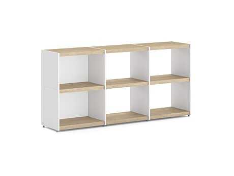 YOMO 3x2 Regalsystem | 168x79x35 cm (LxHxT) | eiche/weiß