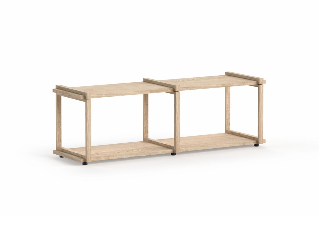 AIKO 2x1 Regalsystem Holz | 122x40x36 cm | eiche