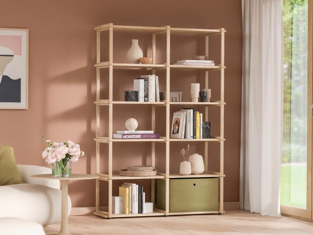 AIKO 2x5 Boekenkast hout | 122x178x36 cm | eik