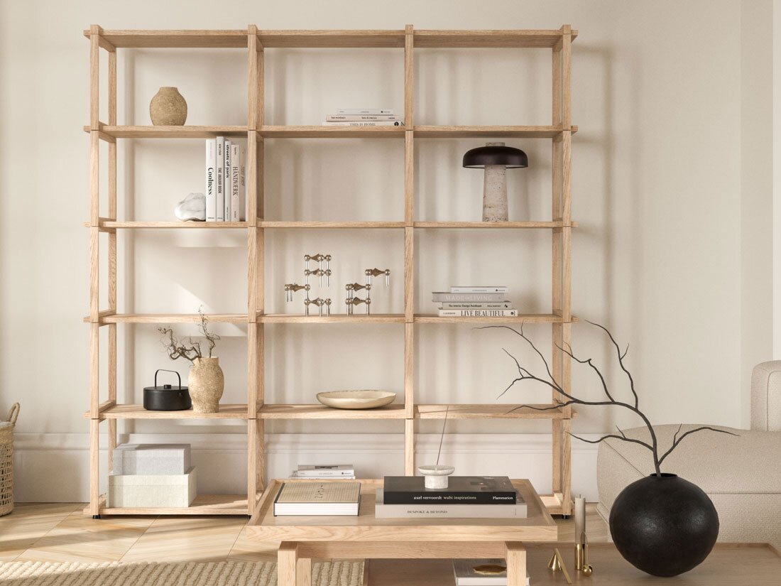 AIKO 3x5 Wooden Standing Shelf | 179x178x36 cm | oak