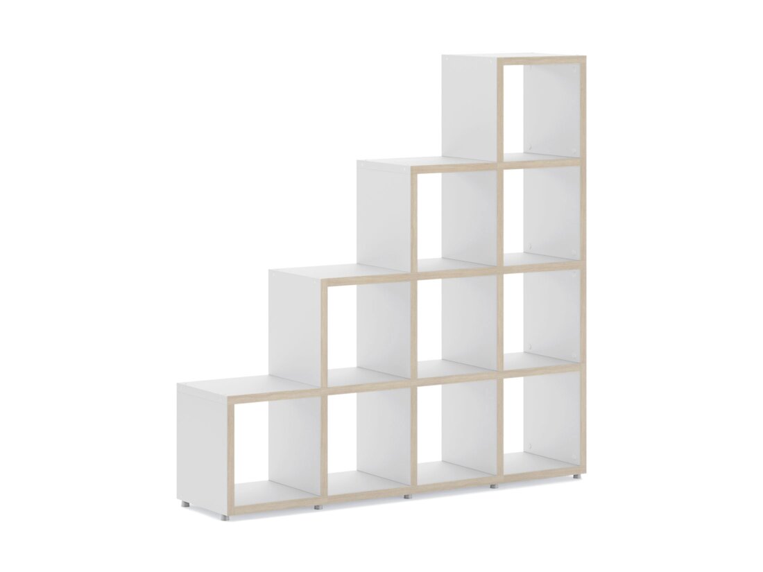 BOON 4x4 Stufenregal | 145x147x33 cm | weiß/eiche