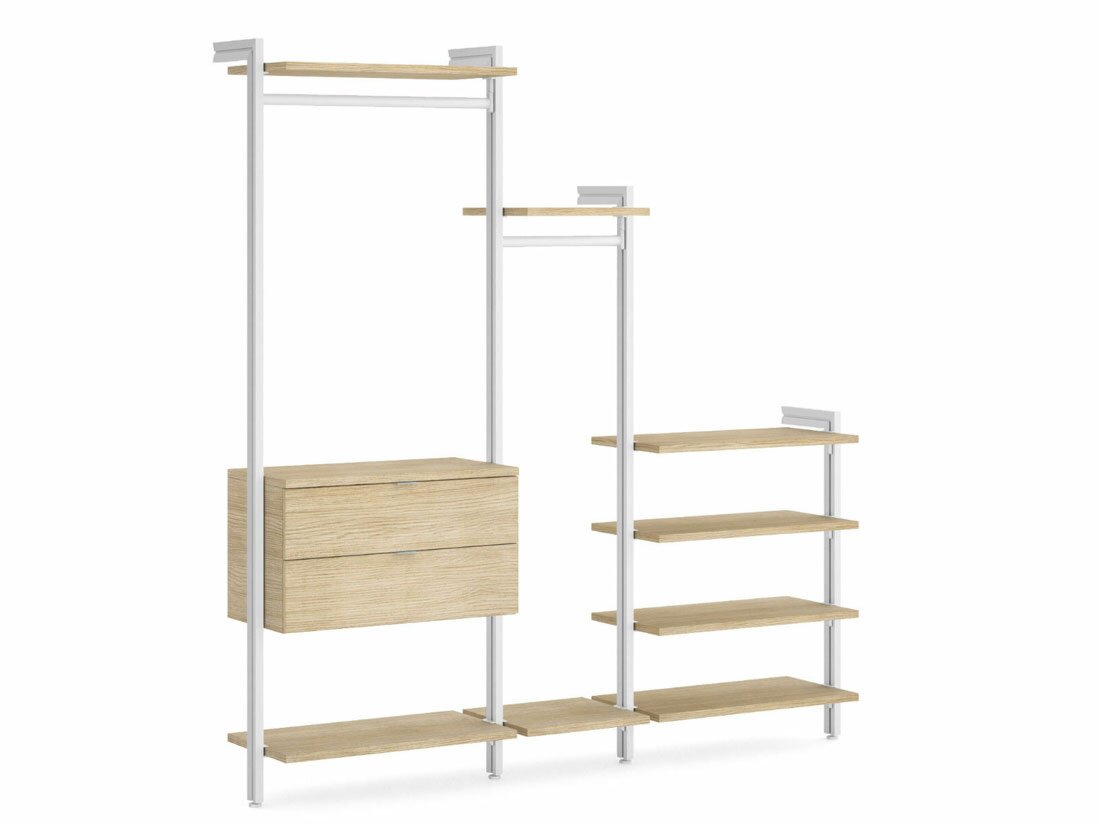 CLOS-IT W-254 Sloped ceiling wardrobe | 217x228/118x46 cm | oak/white