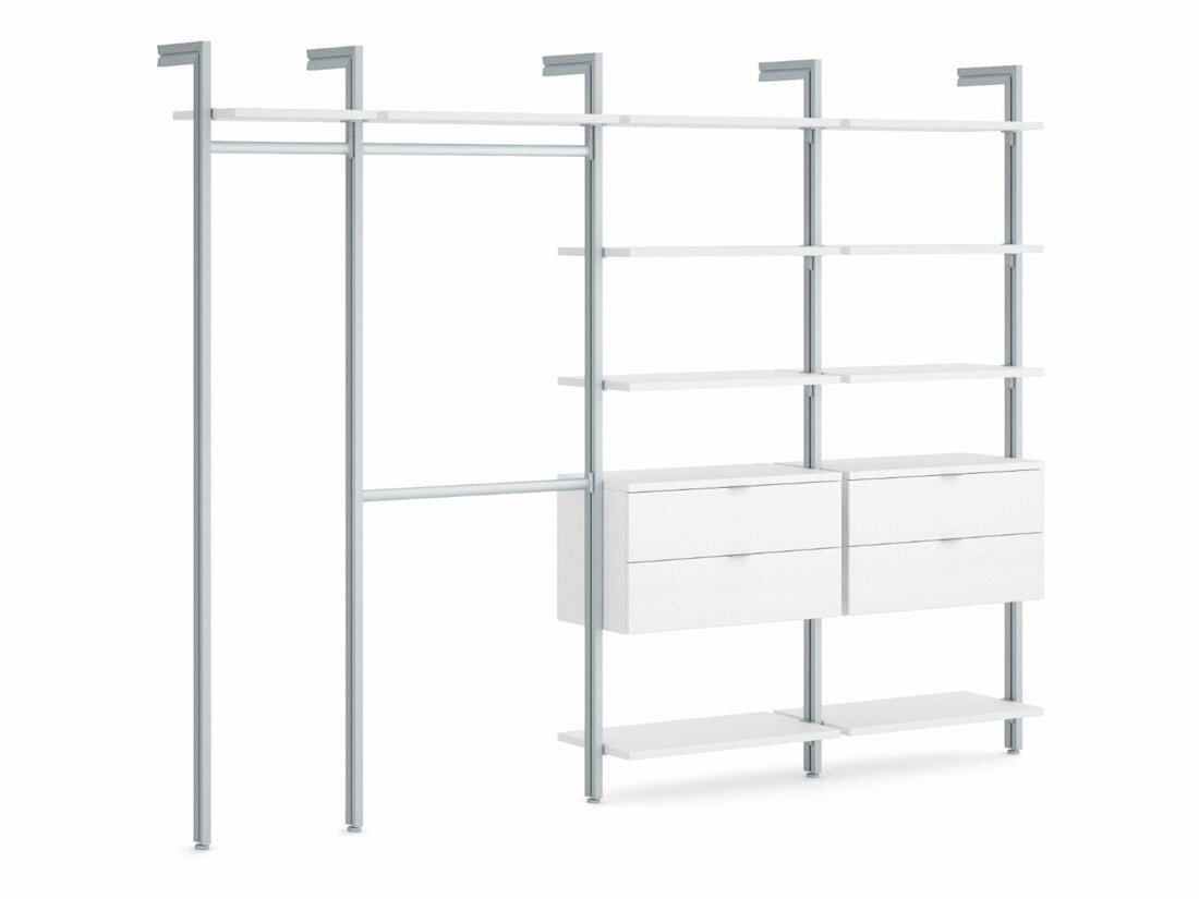 CLOS-IT W-357 Offener Kleiderschrank | 299x228x46 cm | weiß/silber