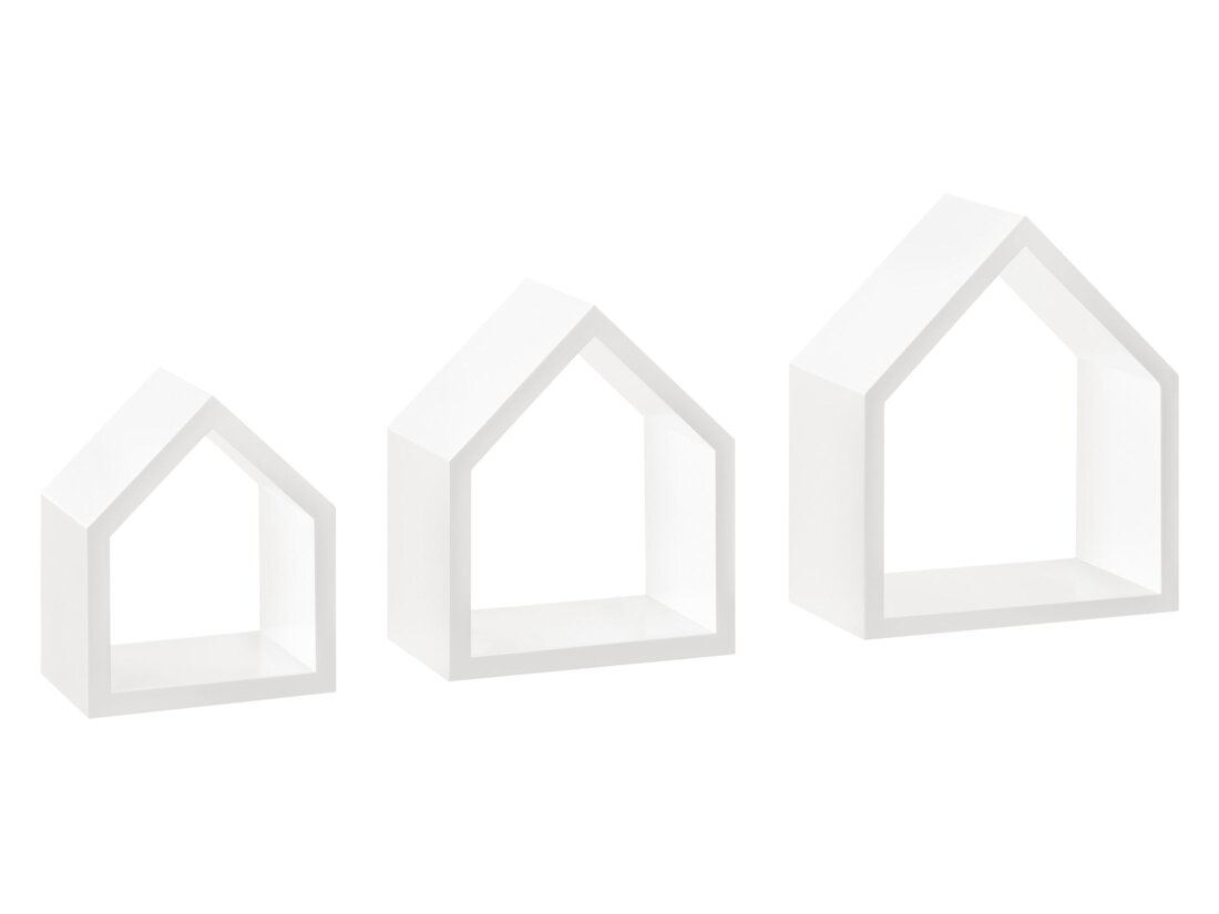 COTTAGE Étagère murale maison | Set 3 pièces | blanc