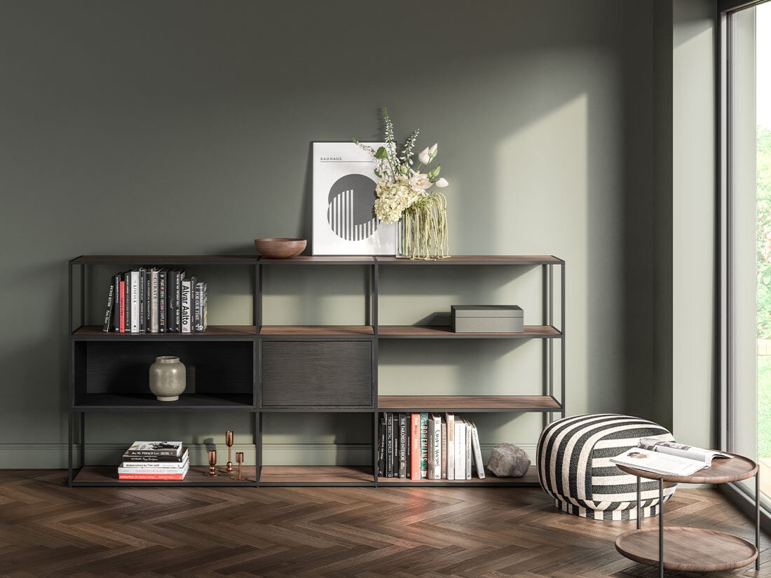 LIUM MIX-3x3-P Open kast woonkamer | 232x105x36 cm | Motto Woonkamer