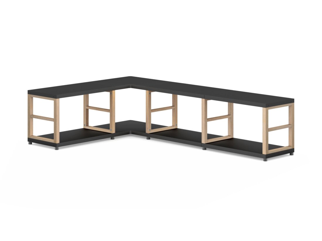 MAXX 4x1 Corner Shelf | 166/109x40x33 cm | Decor black