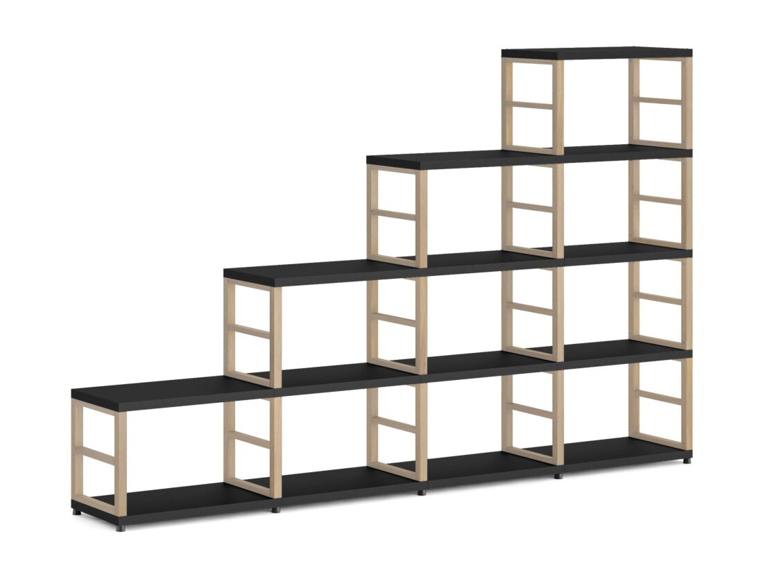MAXX 4x4 Stepped Shelf | 231x147x33 cm | Decor black
