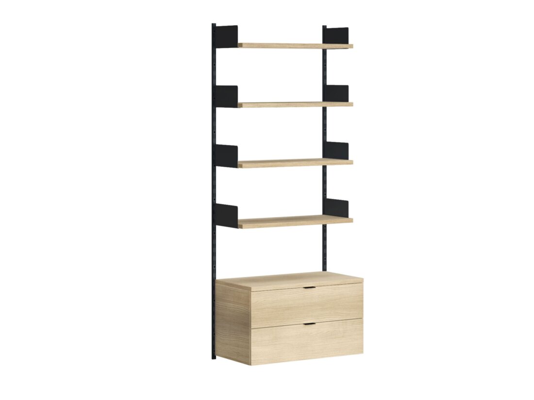 ON-WALL B-105 Shelving System | 81x200x44 cm | Decor oak