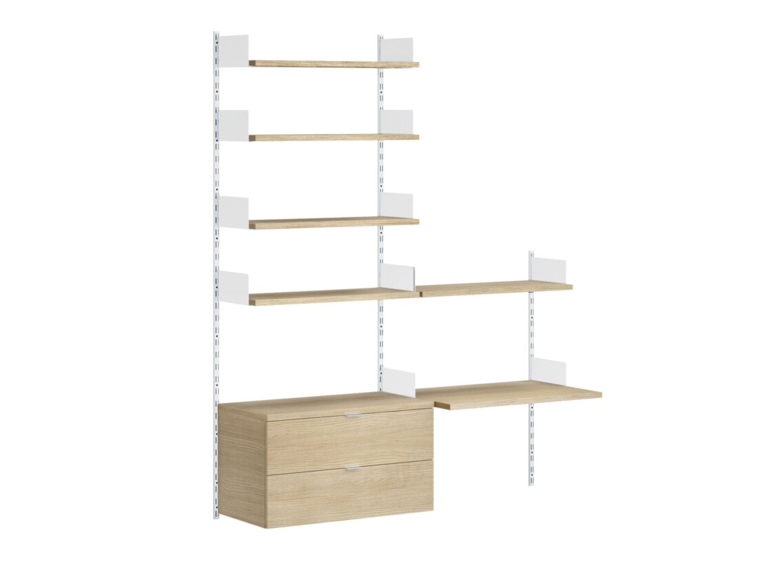 ON-WALL B-203 Shelving System | 161x200x52 cm | oak/white