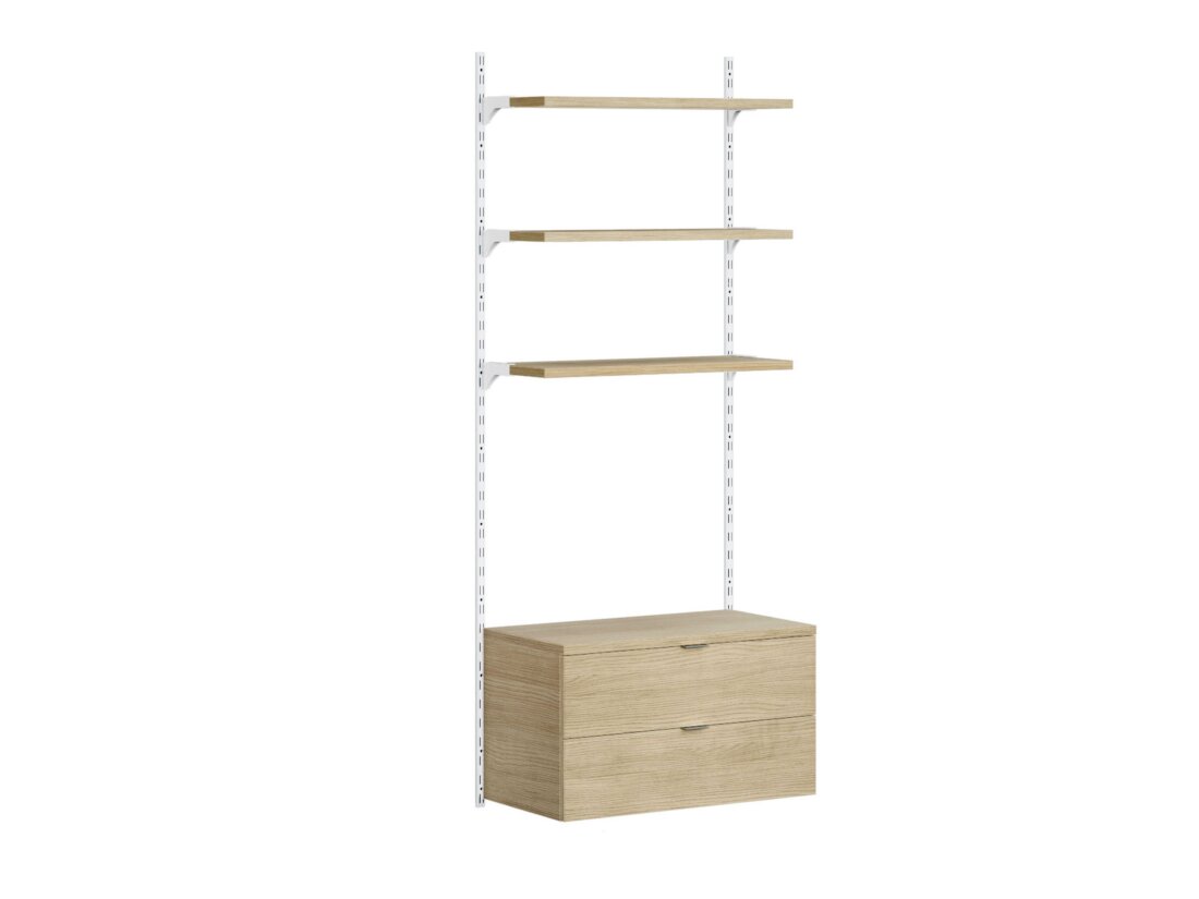 ON-WALL L-104 Shelving System | 81x200x44 cm | Decor oak