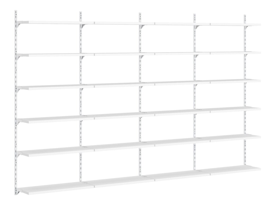 ON-WALL L-401 Shelving System | 321x200x32 cm | Decor white