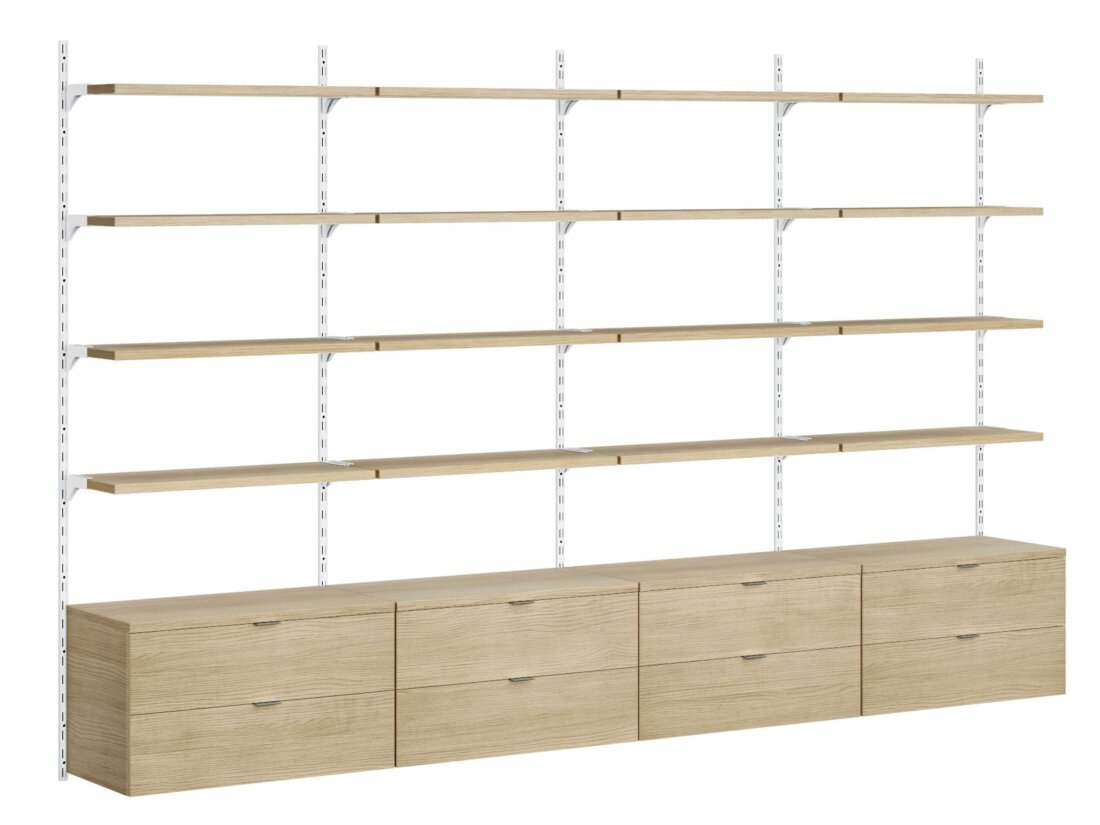 ON-WALL L-405 Opbergsysteem | 321x200x44 cm | eik/wit