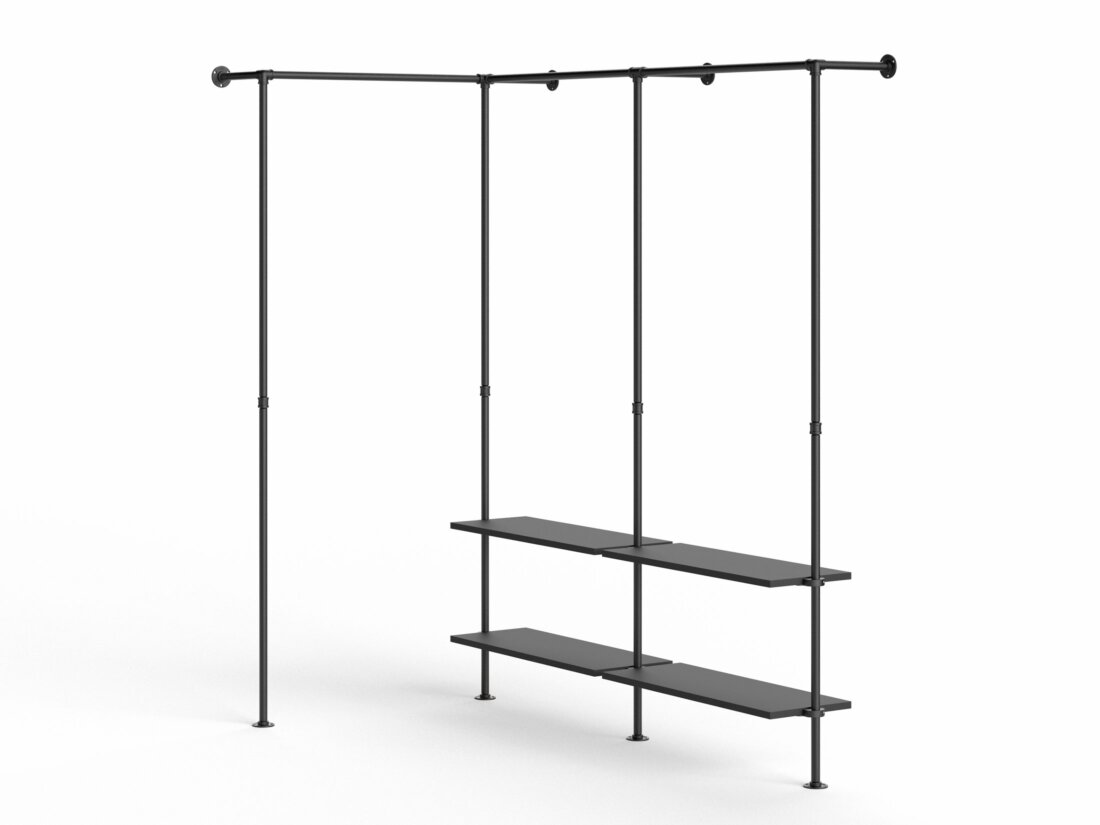 PIPE HW-307 Système de portants vêtements d'angle | 115/199x208x43 cm